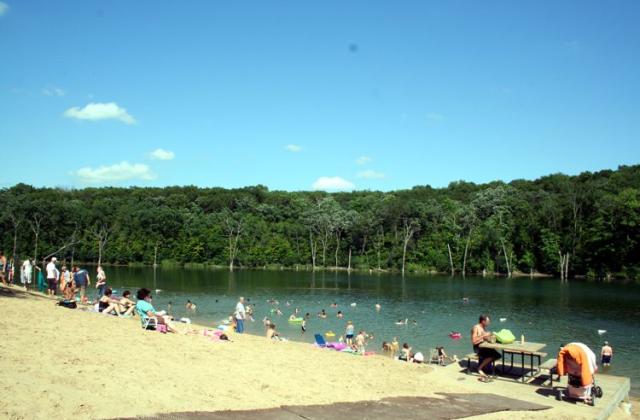 People at the beach at Chester Woods Park