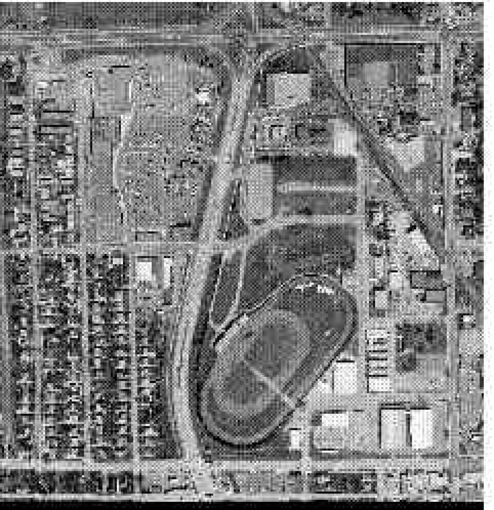 black and white fairground aerial photo example