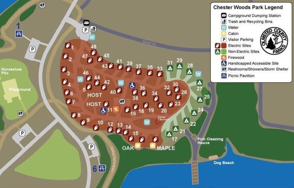 Chester Woods Park Campground Map