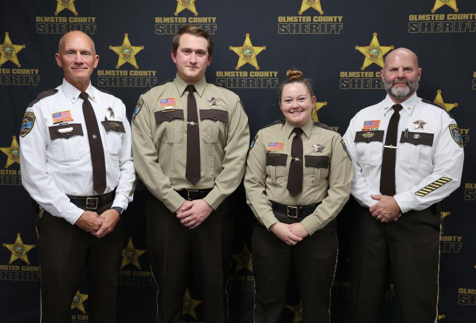 Sheriff Torgerson stands with Chief Deputy Jim Schueller and Adult Detention Center new hires at the 2023 Fall Awards Program