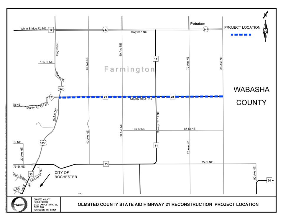 County State Aid highway (CSAH) 21 Reconstruction Project Map